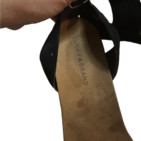Lucky Brand Women's Karston BLK Suede Ankle Strap Wedge Heeled Sandals US 10M - Picture 7 of 13